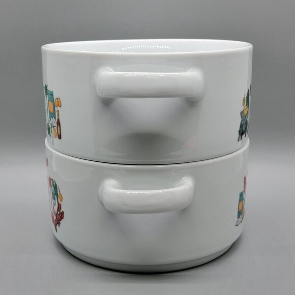 Lot of 2 Gumbo Soup Bowls with Handles Crawfish Bisque Turtle Soup New Orleans - Picture 3 of 7